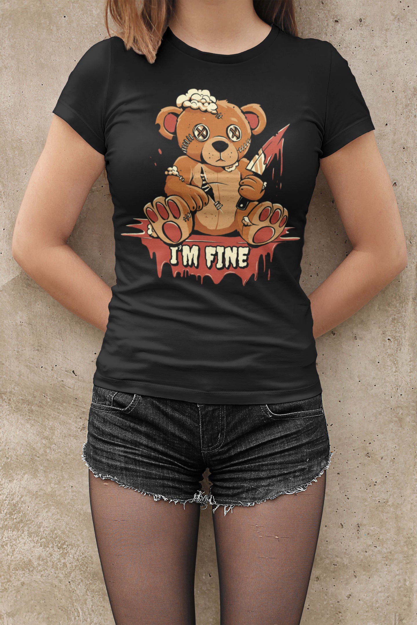 Bear I'm fine T-shirt, funny t-shirt, graphic shirts, unisex tshirt, printed T-shirt - Bold Print