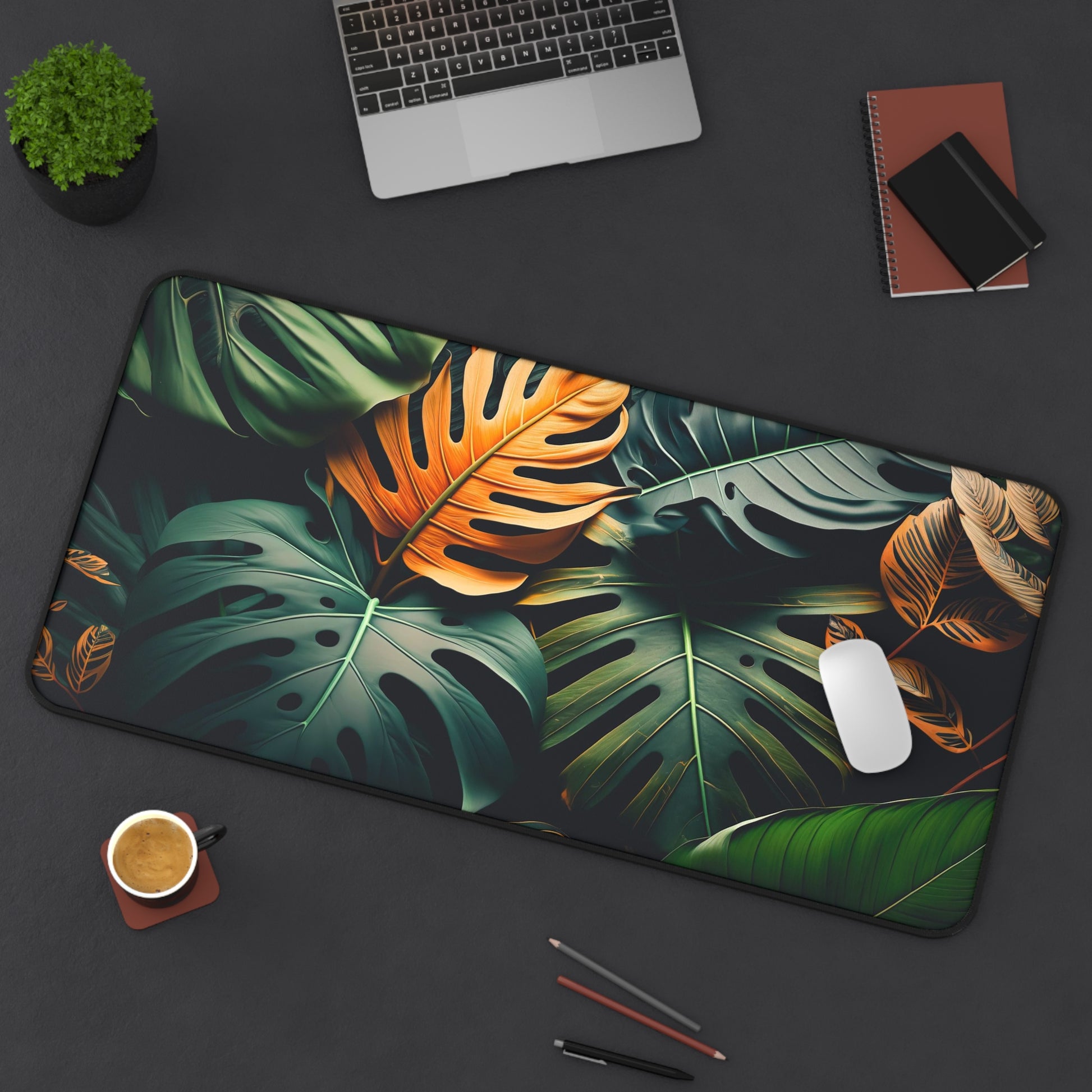 Exotic leaves Desk Mat, Gaming keyboard matt, mousepad large, XXL extended deskpad mouse pad - Bold Print