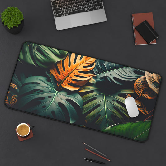 Exotic leaves Desk Mat, Gaming keyboard matt, mousepad large, XXL extended deskpad mouse pad - Bold Print